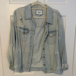Forever 21 Distressed Light Blue Jean Jacket